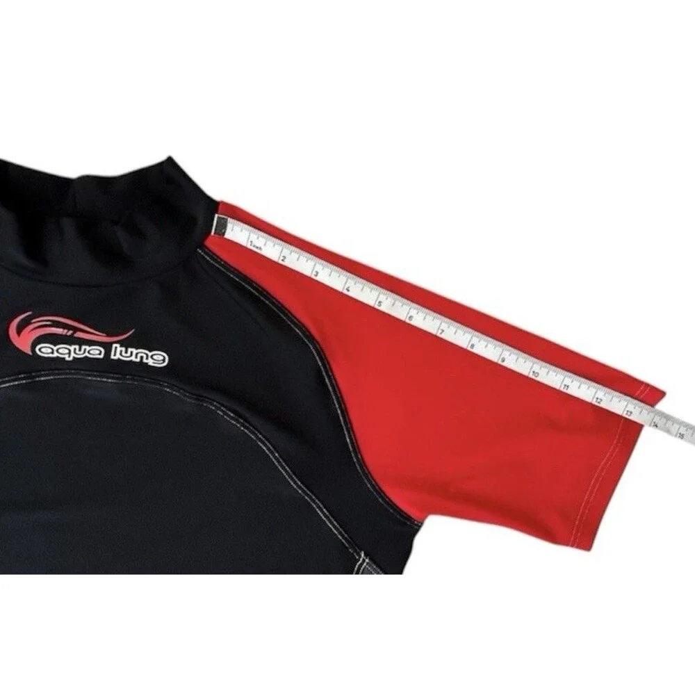NWOT Lung Rash Guard Shirt Men's XXL Black Red UPF 50+ Swim Top